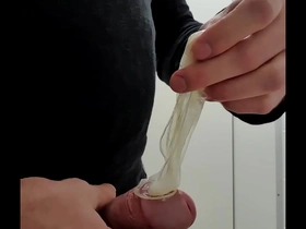 Play with used cumfilled condom from stranger