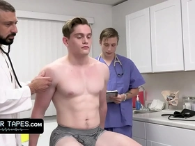 Fit boy goes for annual check-up but the doctor and his medical student give him the full package